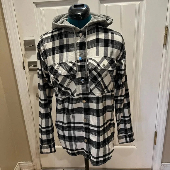 H&M Flannel Hooded Snap Shirt - Picture 3 of 10